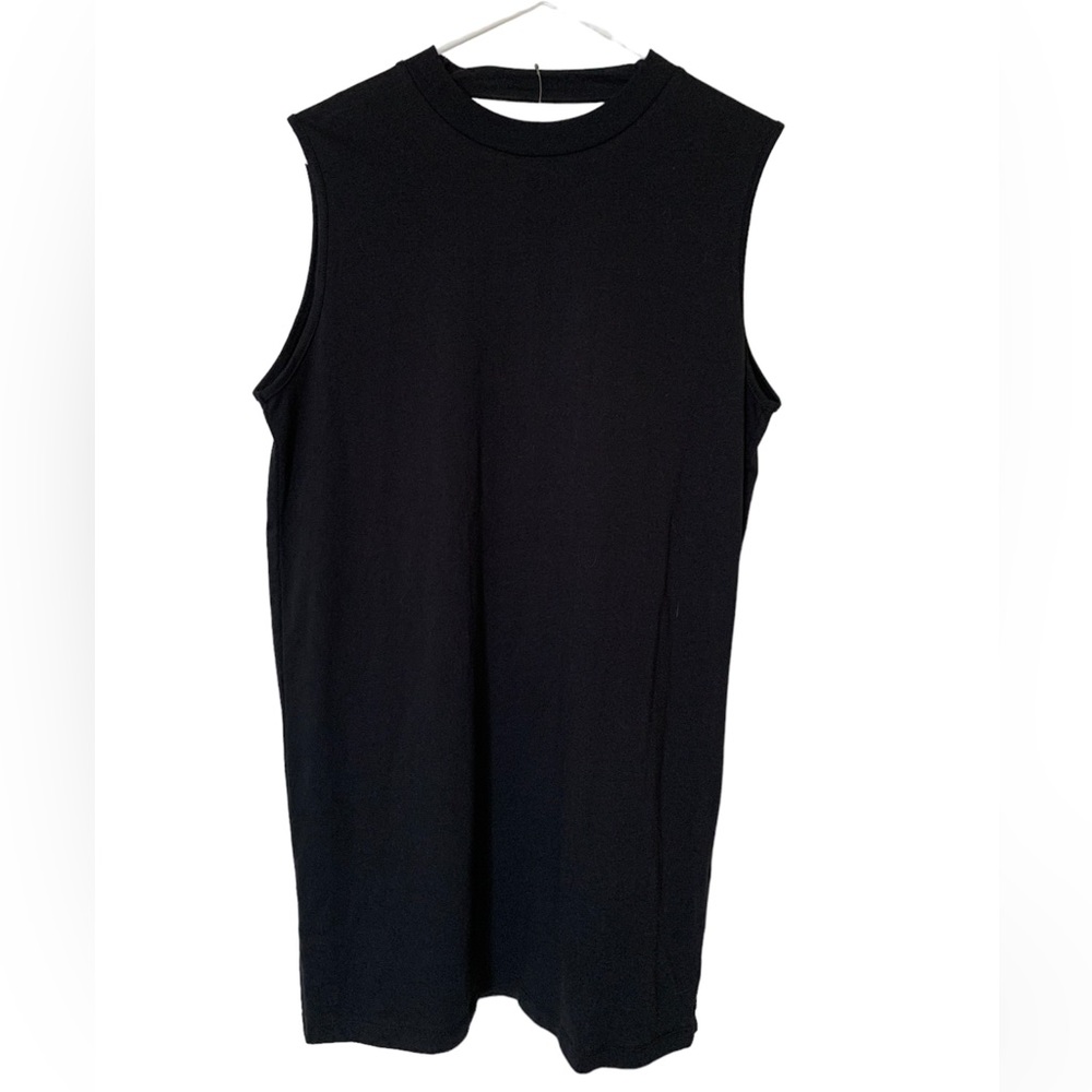asos T-shirt dress backless black V-back crew neck sleeveless size 6 NWT